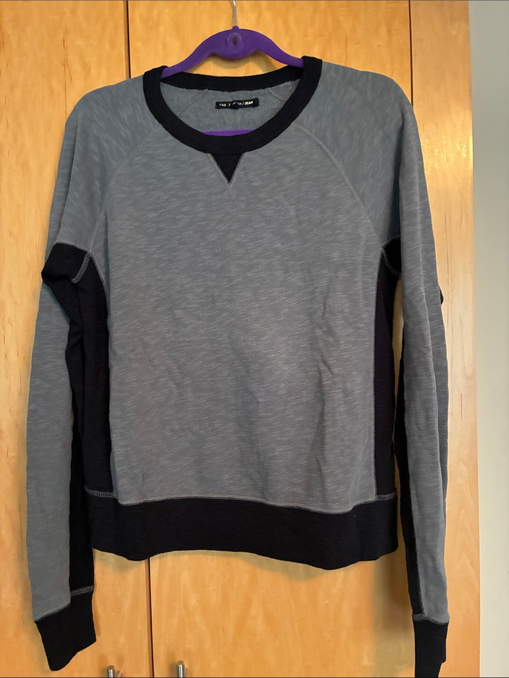 rag & bone Gray Crewneck Sweatshirt with Black Trim
